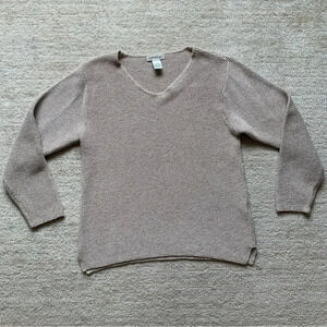 ORVIS Sweater  Brown V-Neck Knit Tunic Pullover Long Sleeve Winter Size Medium